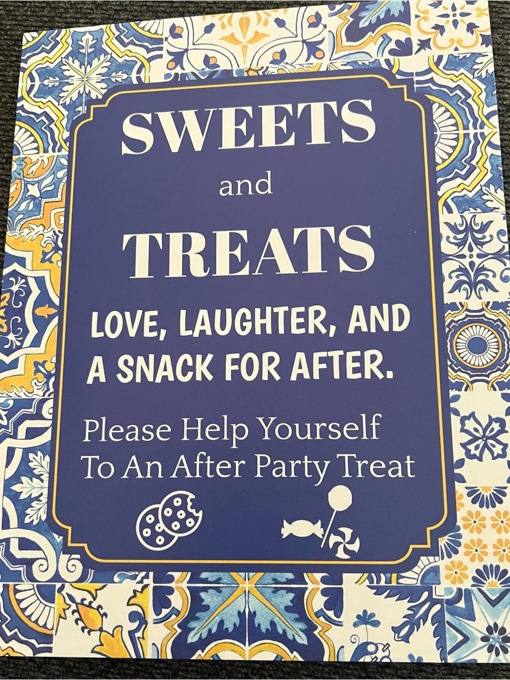 Sweets and Treats Tabletop Party Sign - Blue